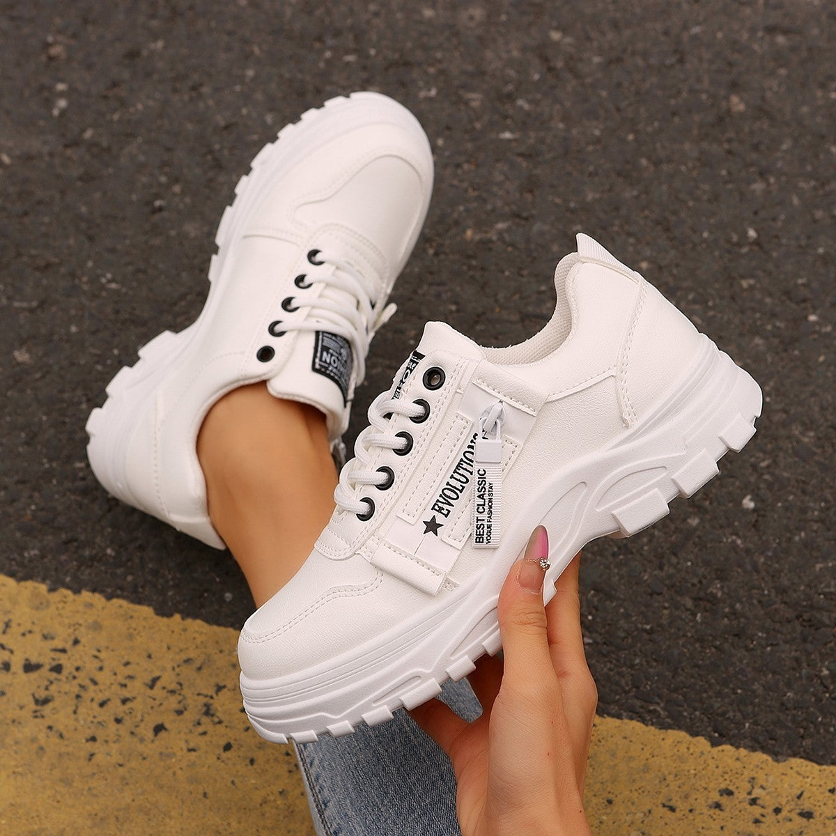 Zipper Lace Sports Sneakers