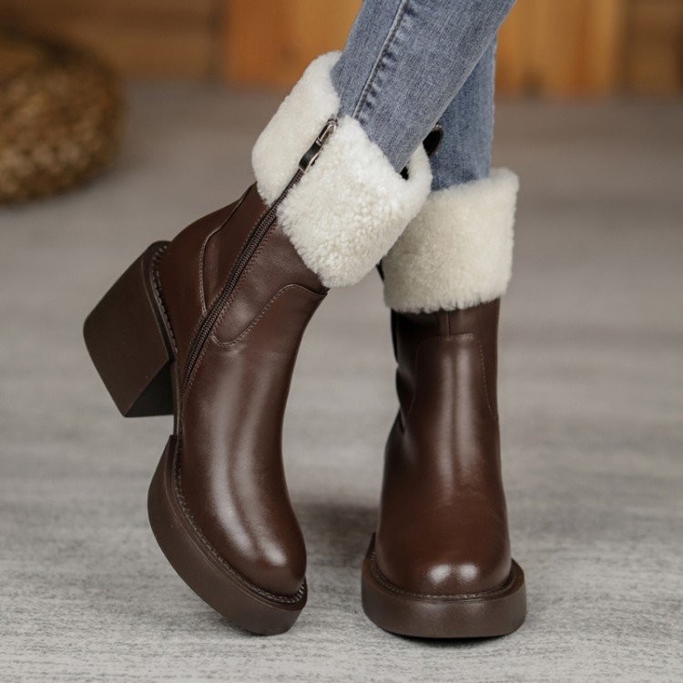 Stylish Thick Heel Ankle Boots