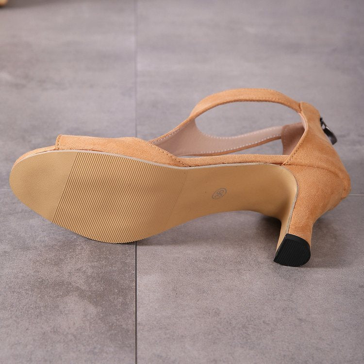 Women's Peep Toe Fashion All-match Back Zipper High Heels