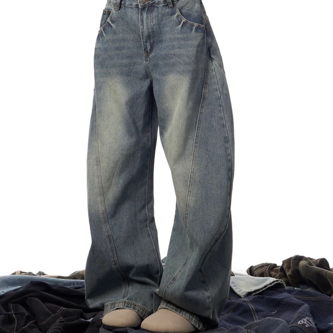 Women’s Wide Leg Retro Washed Jeans