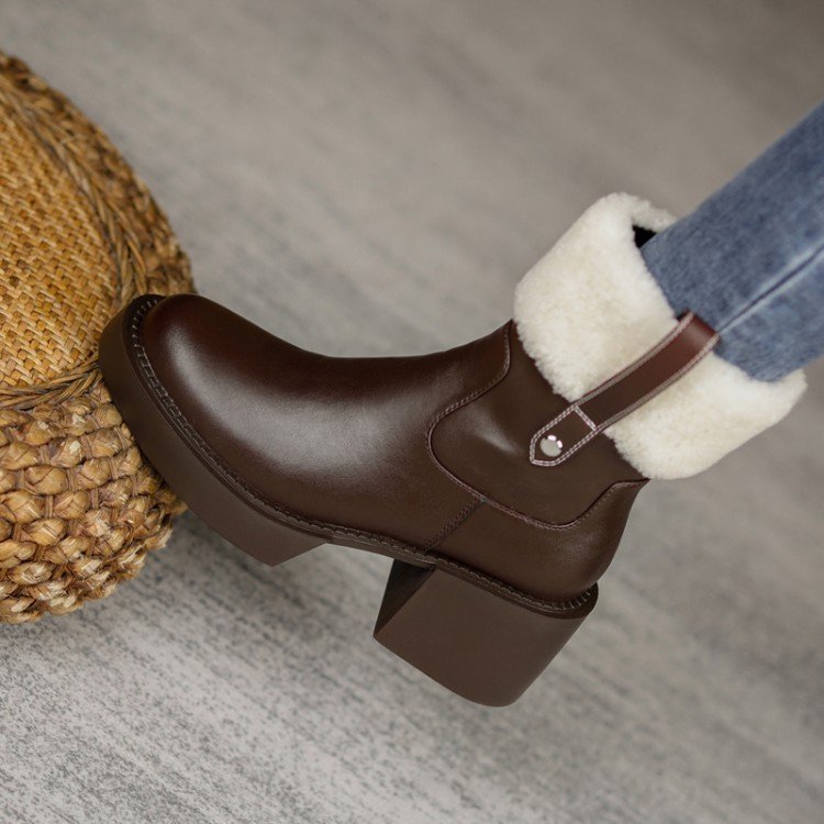 Stylish Thick Heel Ankle Boots