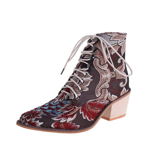 Plus size pointed toe thick heel women's shoes