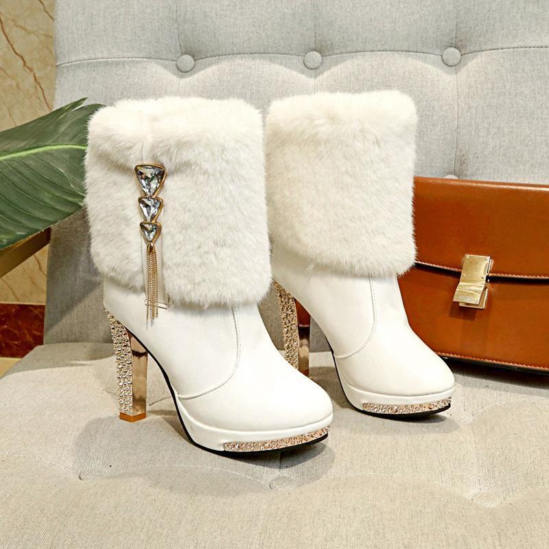 New Thick Heel High Heel Round Toe Short Tube Women'S Martin Boots
