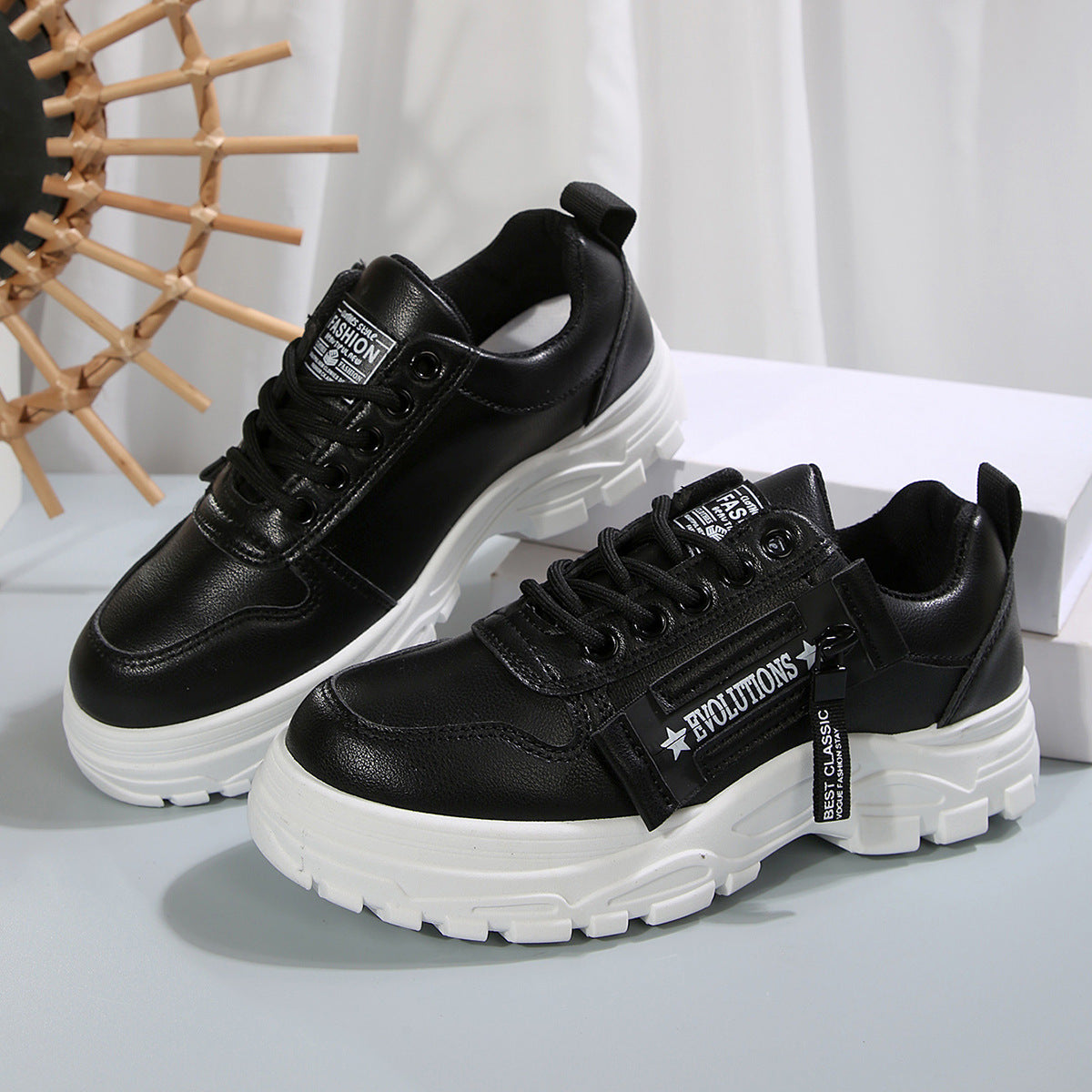 Zipper Lace Sports Sneakers