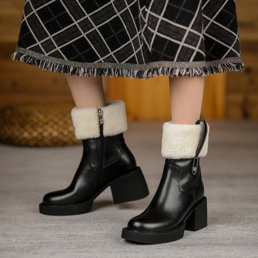 Stylish Thick Heel Ankle Boots