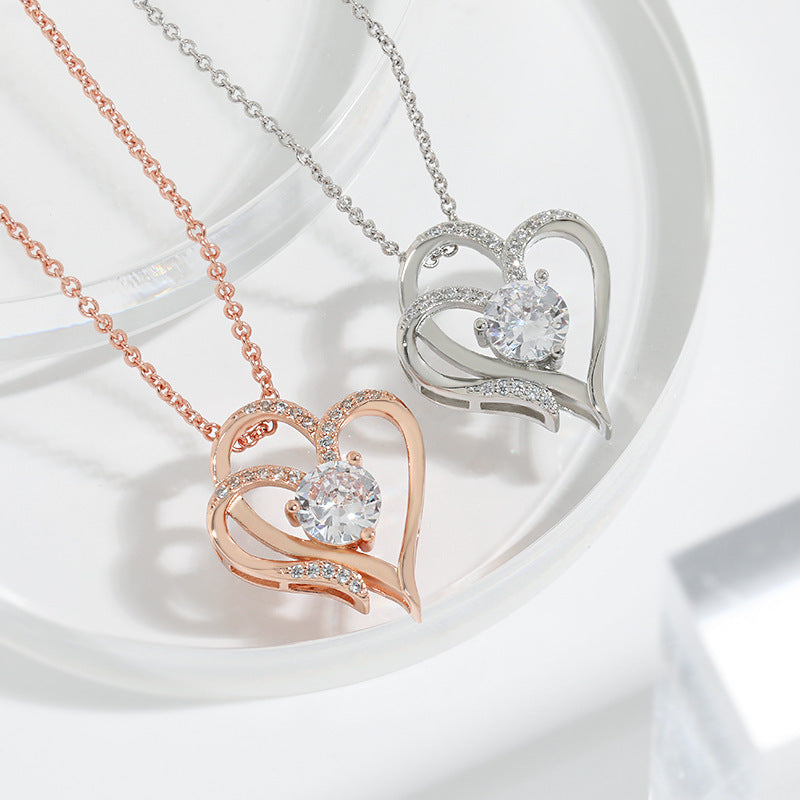 Zircon Double Heart Necklace