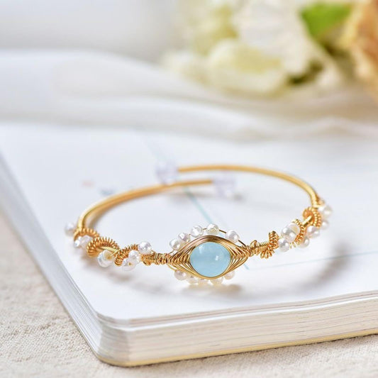 Gold Pearl Braided Bracelet