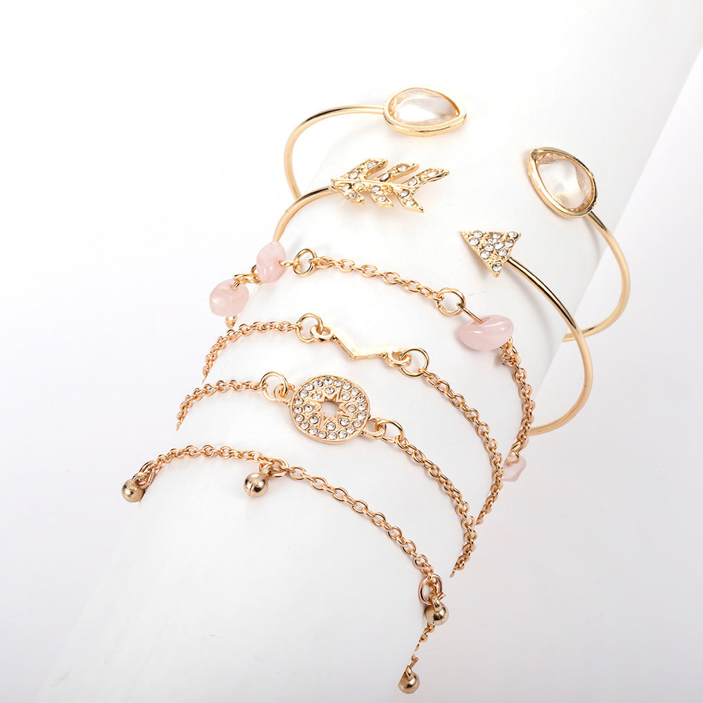 European And American Fashionable Golden Spot Drill Arrow-shaped Water Drop-shaped V-shaped 6 Pieces Suit