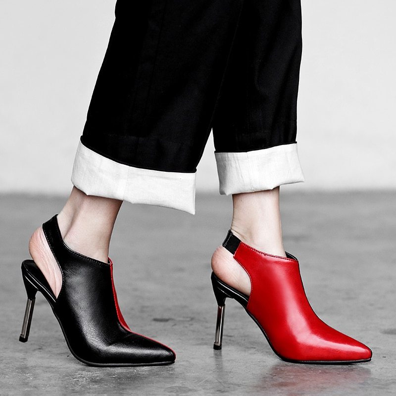 Fashion Colorblock Pointed Toe Stiletto High Heel Sandals
