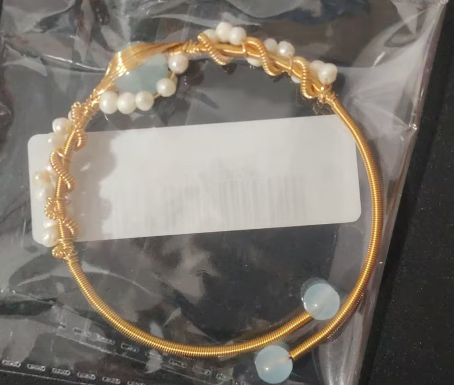 Gold Pearl Braided Bracelet