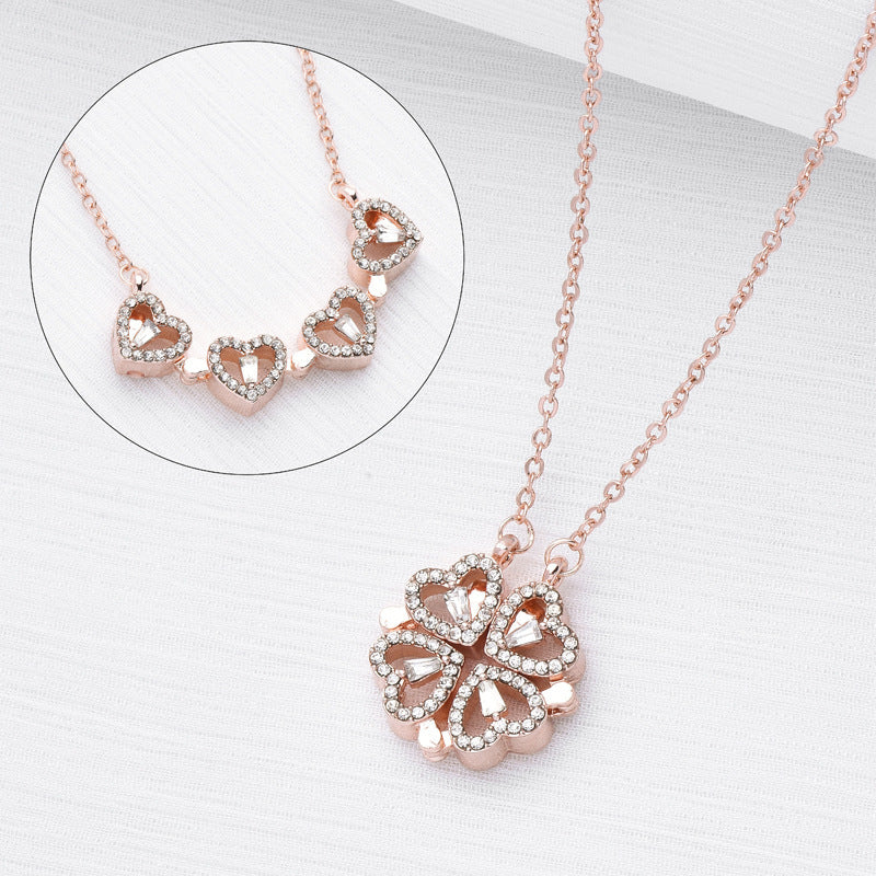 Magnetic Clover Heart Necklace