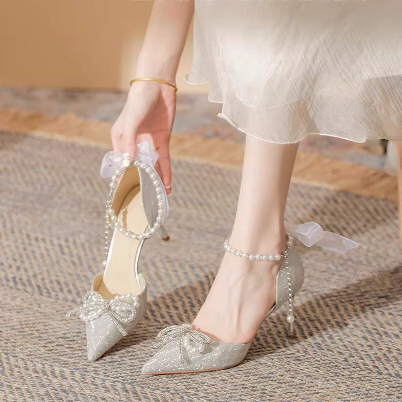Women's Bow Pointed Heel Sandals