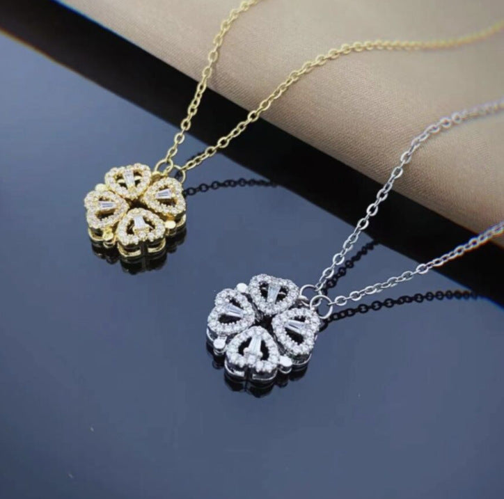 Magnetic Clover Heart Necklace