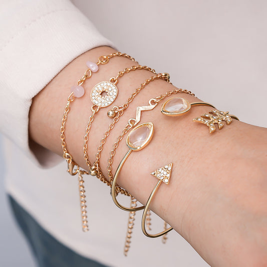 European And American Fashionable Golden Spot Drill Arrow-shaped Water Drop-shaped V-shaped 6 Pieces Suit