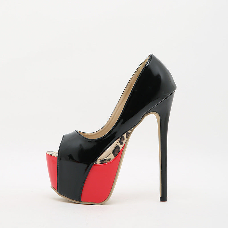 Women's Fish Mouth Cutout High Heel Patent Leather Sandals